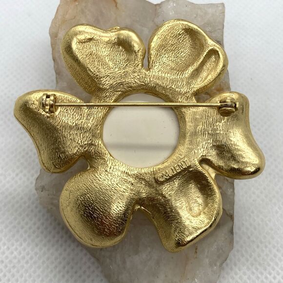 Vintage Lot of 3 Gold Tone Pin Brooch Floral Mod M Jent Gold & White Flower - Picture 4 of 16